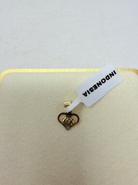 Shop LC 10K Gold Dangle Double Heart Pendant without Chain 5538